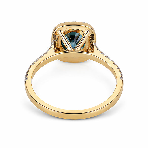 1.5 Ct Round Cut Fancy Vivid Blue Lab Grown Diamond Ring - GEMHUB & CO. - View 3