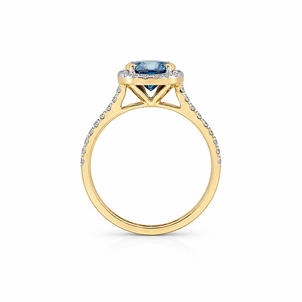 1.5 Ct Round Cut Fancy Vivid Blue Lab Grown Diamond Ring - GEMHUB & CO. - View 5