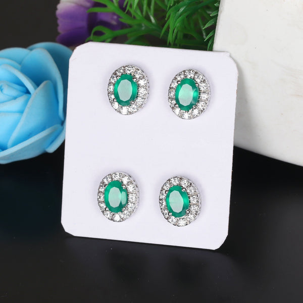 65 Ct Natural White Green Emerald Earrings - GEMHUB & CO.