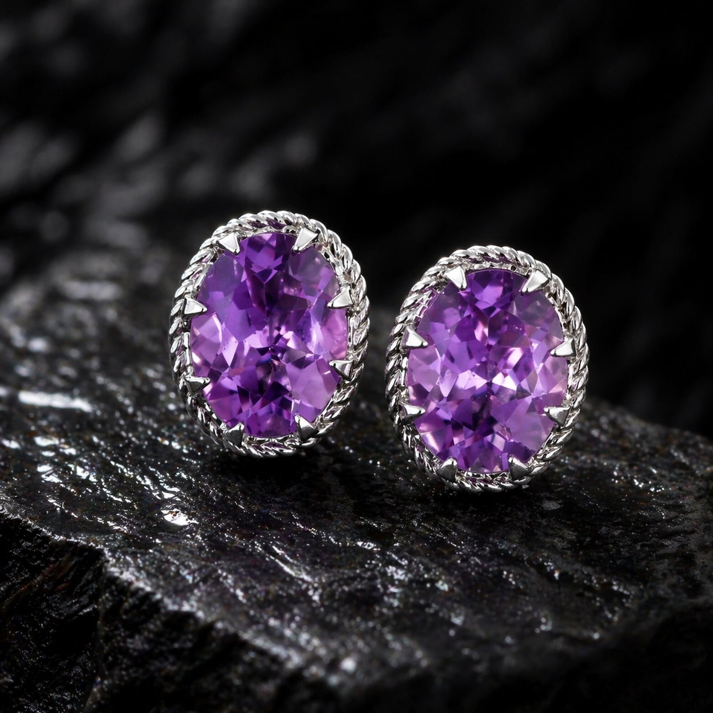 10 Ct Natural Purple Moonstone Earrings - GEMHUB & CO. - View 2
