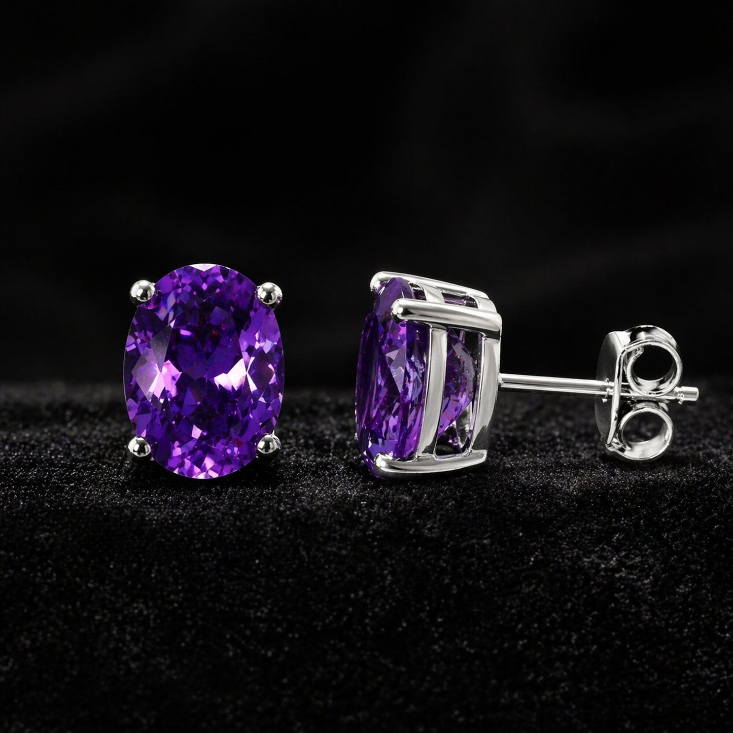 10 Ct Natural Purple Amethyst Earrings - GEMHUB & CO. - View 2