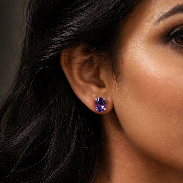 10 Ct Natural Purple Amethyst Earrings - GEMHUB & CO.