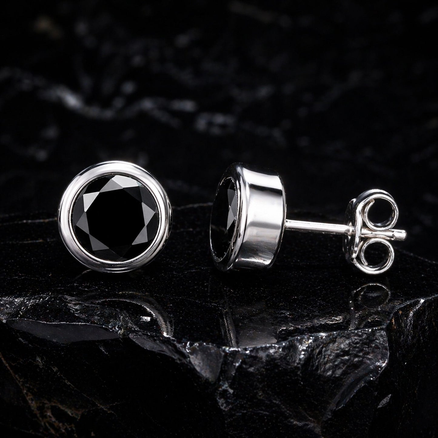 10 Ct Natural Black Agate Earrings - GEMHUB & CO. - View 2