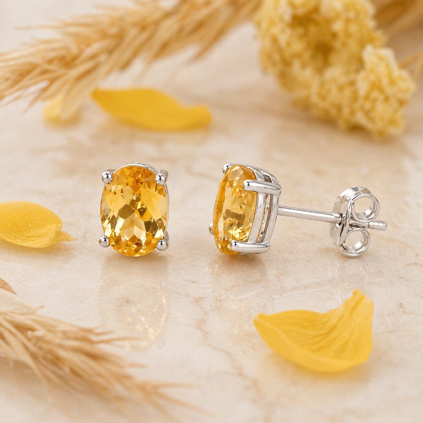 10 Ct Natural Yellow Citrine Earrings - GEMHUB & CO. - View 3