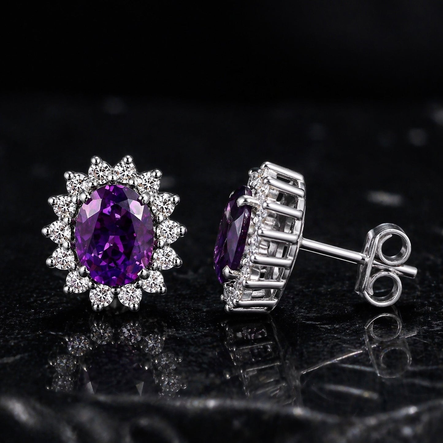 10 Ct Natural Purple Amethyst Earrings - GEMHUB & CO. - View 2