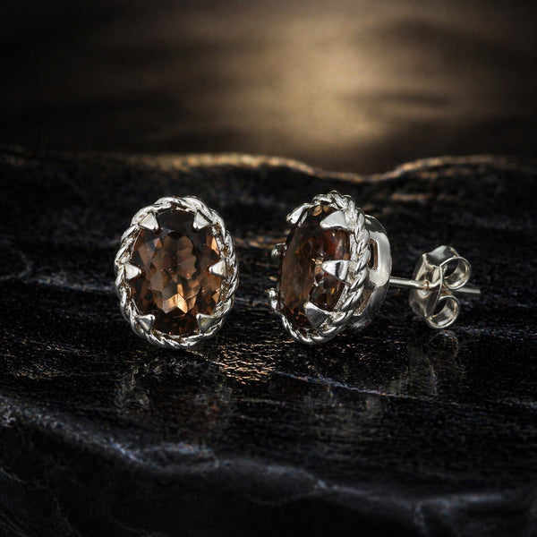 10 Ct Natural Brown Topaz Earrings - GEMHUB & CO. - View 2