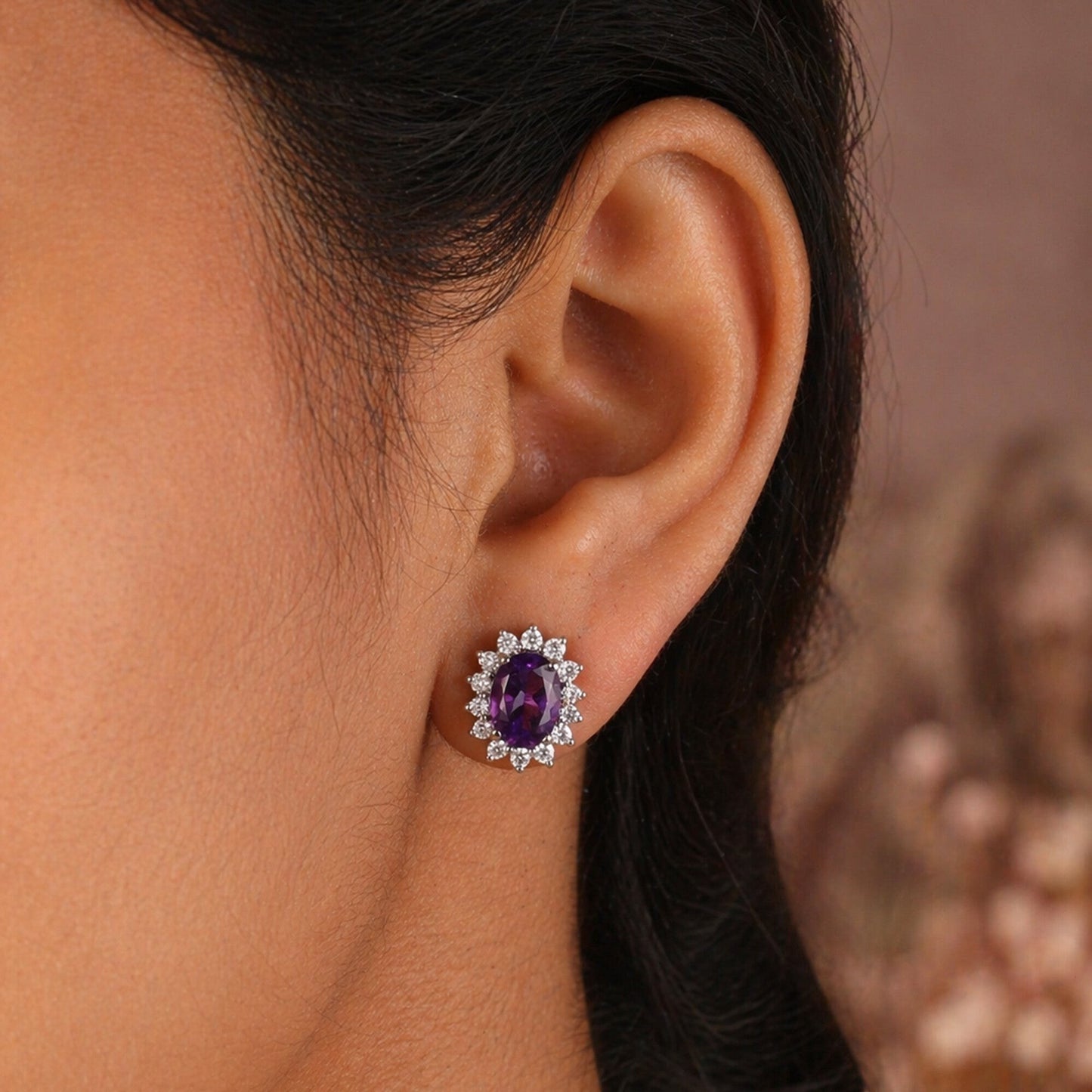 10 Ct Natural Purple Amethyst Earrings - GEMHUB & CO.