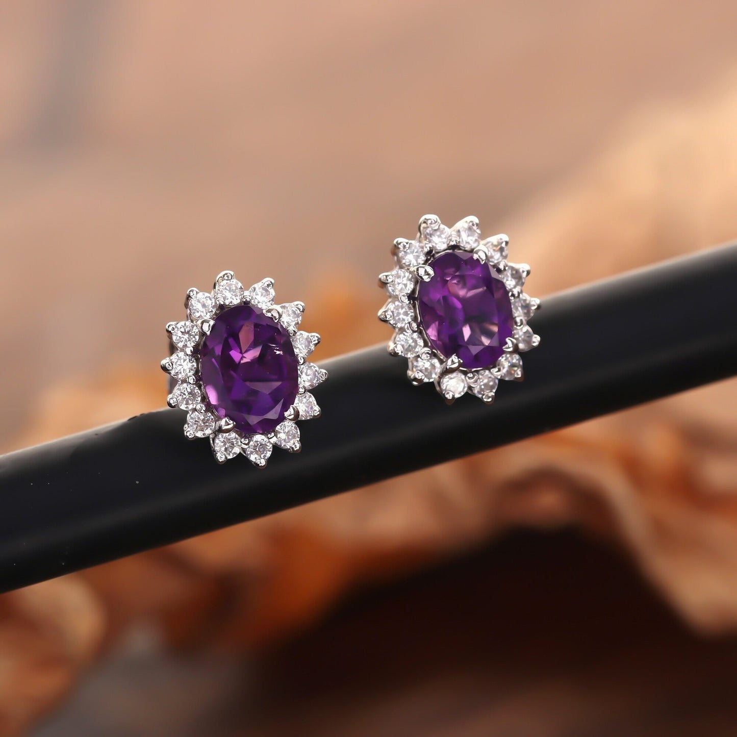 10 Ct Natural Purple Amethyst Earrings - GEMHUB & CO. - View 6