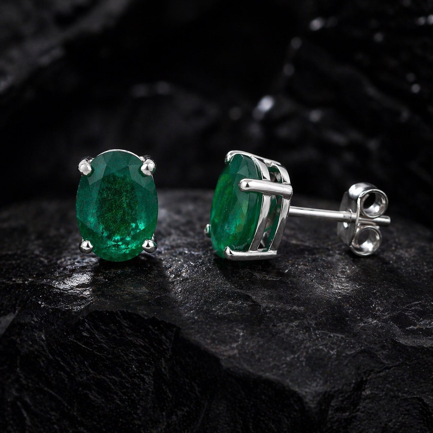 10 Ct Natural Green Emerald Earrings - GEMHUB & CO. - View 2