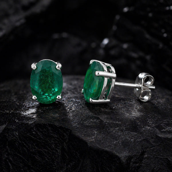 10 Ct Natural Green Emerald Earrings - GEMHUB & CO. - View 2