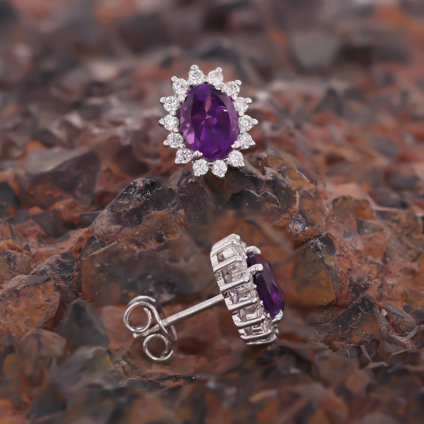 10 Ct Natural Purple Amethyst Earrings - GEMHUB & CO. - View 5