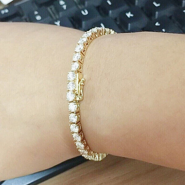 GH/VS Certified 6Ct Round Cut Sparkling Natural Diamond 14k Gold Tennis Bracelet - Image 2 - GEMHUB & CO.