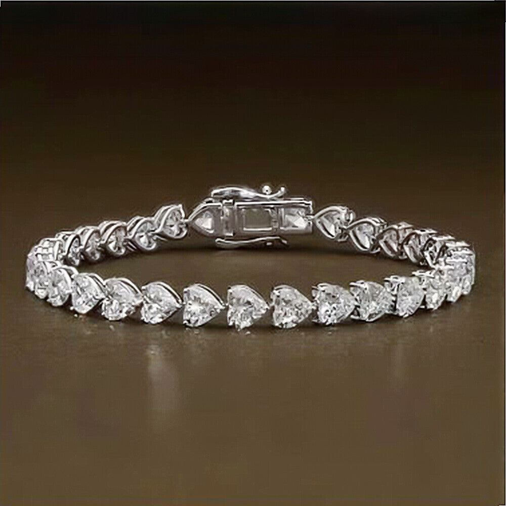 Certified Natural Green Emerald Round Tennis Bracelet Daily Wear 14k White Gold - GEMHUB & CO.