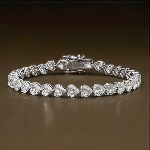 Certified Natural Green Emerald Round Tennis Bracelet Daily Wear 14k White Gold - GEMHUB & CO.