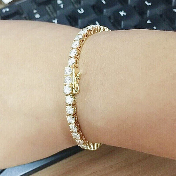GH/VS Certified 6Ct Round Cut Sparkling Natural Diamond 14k Gold Tennis Bracelet - Image 4 - GEMHUB & CO.