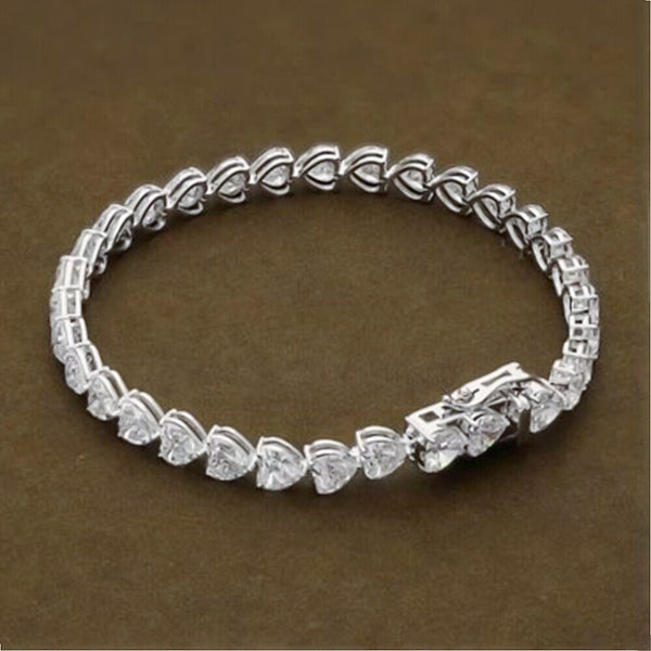 Certified Natural Green Emerald Round Tennis Bracelet Daily Wear 14k White Gold - Image 2 - GEMHUB & CO.