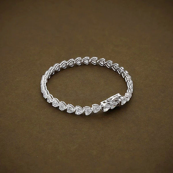 Certified Natural Green Emerald Round Tennis Bracelet Daily Wear 14k White Gold - Image 4 - GEMHUB & CO.