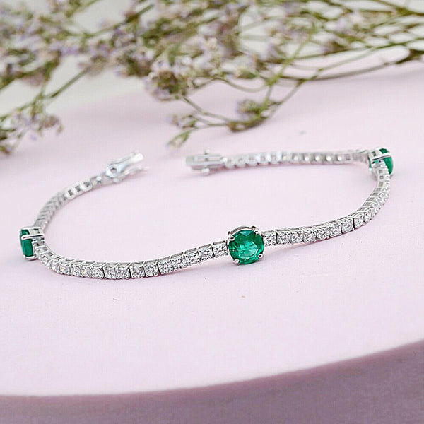 Bezel 3Ct Round Certified Lab Grown/CVD Diamond Tennis Bracelet 14k Yellow Gold - GEMHUB & CO.