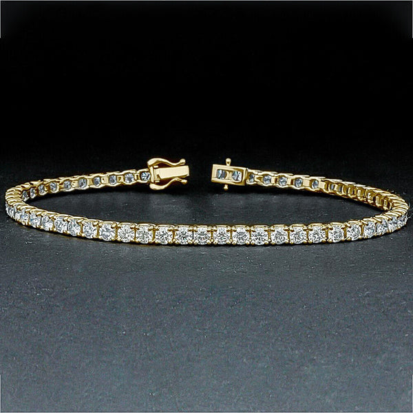 Dazzling Certified Natural Green Emerald Tennis Bracelet 14k Solid Gold Charm - Image 3 - GEMHUB & CO.