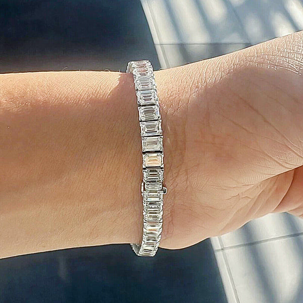 Natural Certified Round Cut Diamond Tennis Bracelet 14k White Gold 6.20Ct GH/SI - GEMHUB & CO.