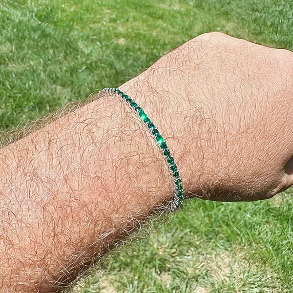 HUGE Emerald Cut Lab-Grown Diamond Dedicated Tennis Bracelet 14K White Gold - Image 3 - GEMHUB & CO.