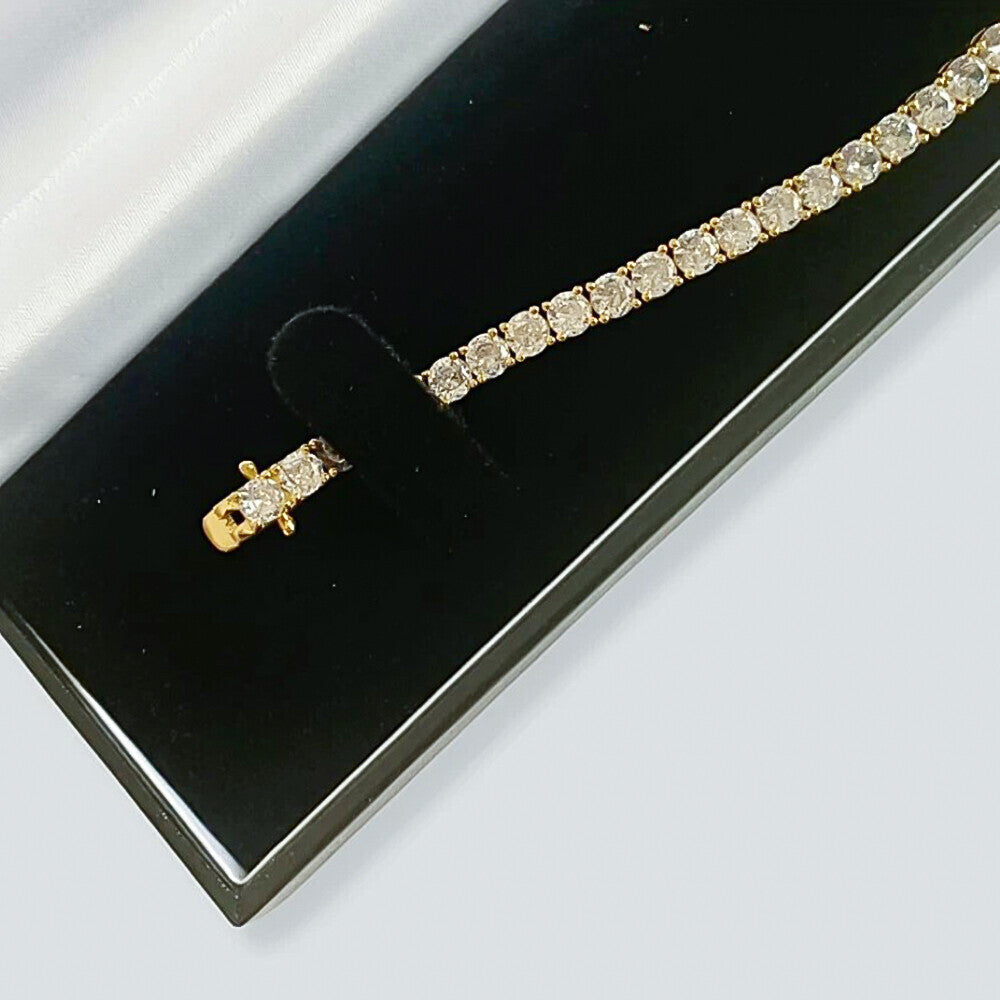 GDGL Certified 14k Yellow Gold 2.00CT Round Cut Natural Diamond Tennis Bracelet - Image 4 - GEMHUB & CO.