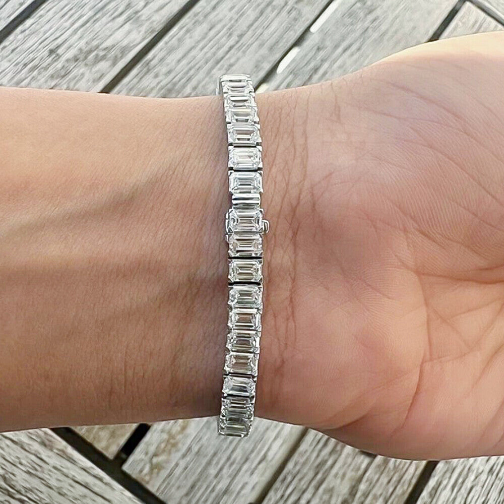 Natural Certified Round Cut Diamond Tennis Bracelet 14k White Gold 6.20Ct GH/SI - Image 2 - GEMHUB & CO.