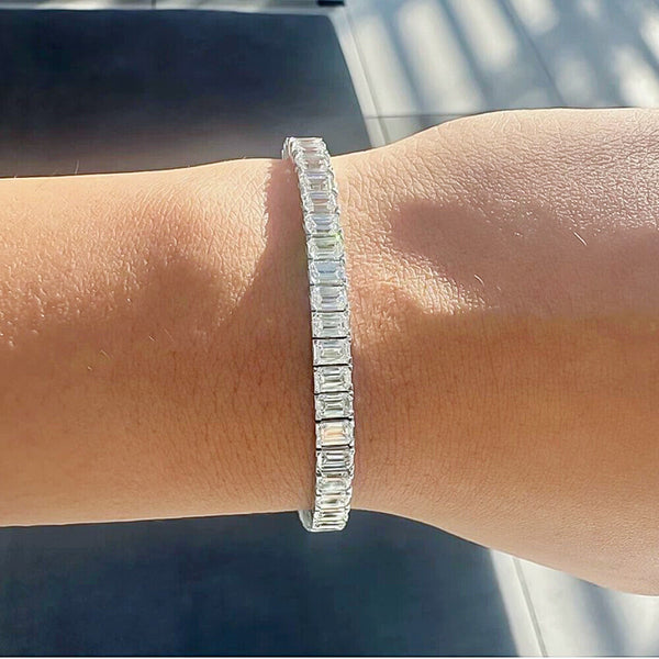 Natural Certified Round Cut Diamond Tennis Bracelet 14k White Gold 6.20Ct GH/SI - Image 4 - GEMHUB & CO.