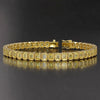 Bezel Set Emerald Fancy Vivid Yellow Lab-Grown Diamond Tennis Bracelet 14k Gold - GEMHUB & CO.