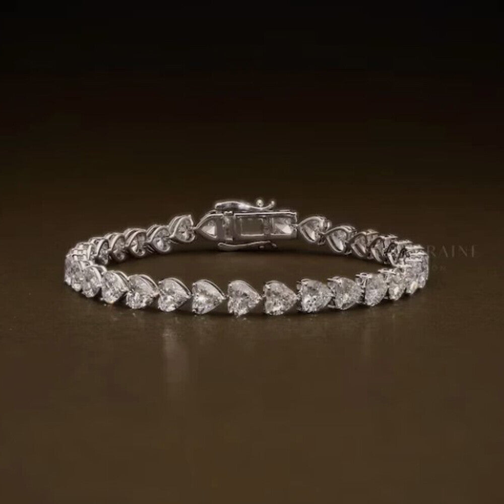 14K White Gold Heart-Cut Lab-Grown Diamond Tennis Bracelet Mother's Special Gift - Image 3 - GEMHUB & CO.