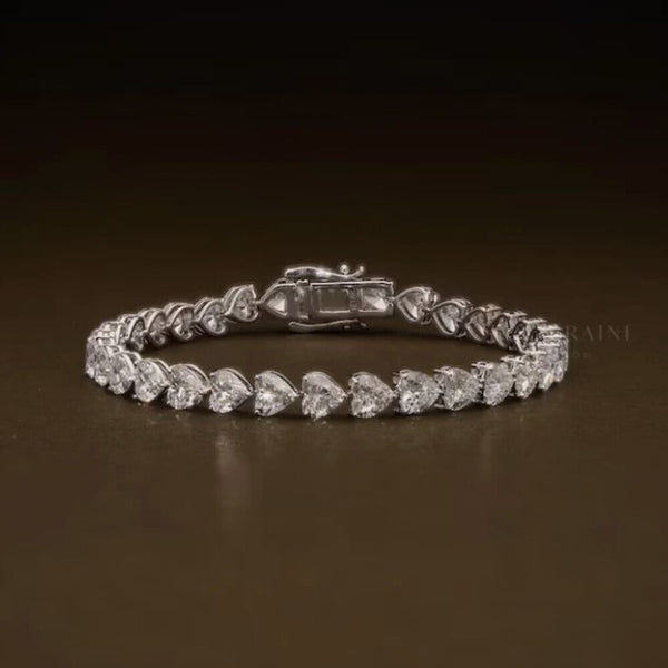 14K White Gold Heart-Cut Lab-Grown Diamond Tennis Bracelet Mother's Special Gift - Image 3 - GEMHUB & CO.