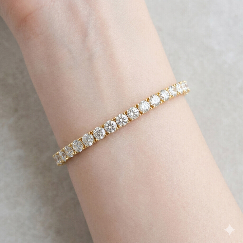 9.30Ct Round Cut Sparkling Natural Diamond Tennis Bracelet 14k Gold Certified - Image 2 - GEMHUB & CO.