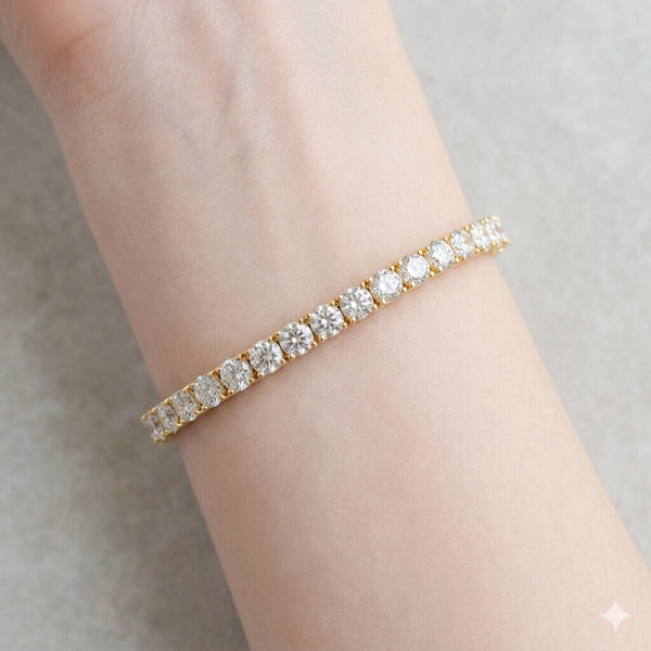 9.30Ct Round Cut Sparkling Natural Diamond Tennis Bracelet 14k Gold Certified - Image 2 - GEMHUB & CO.
