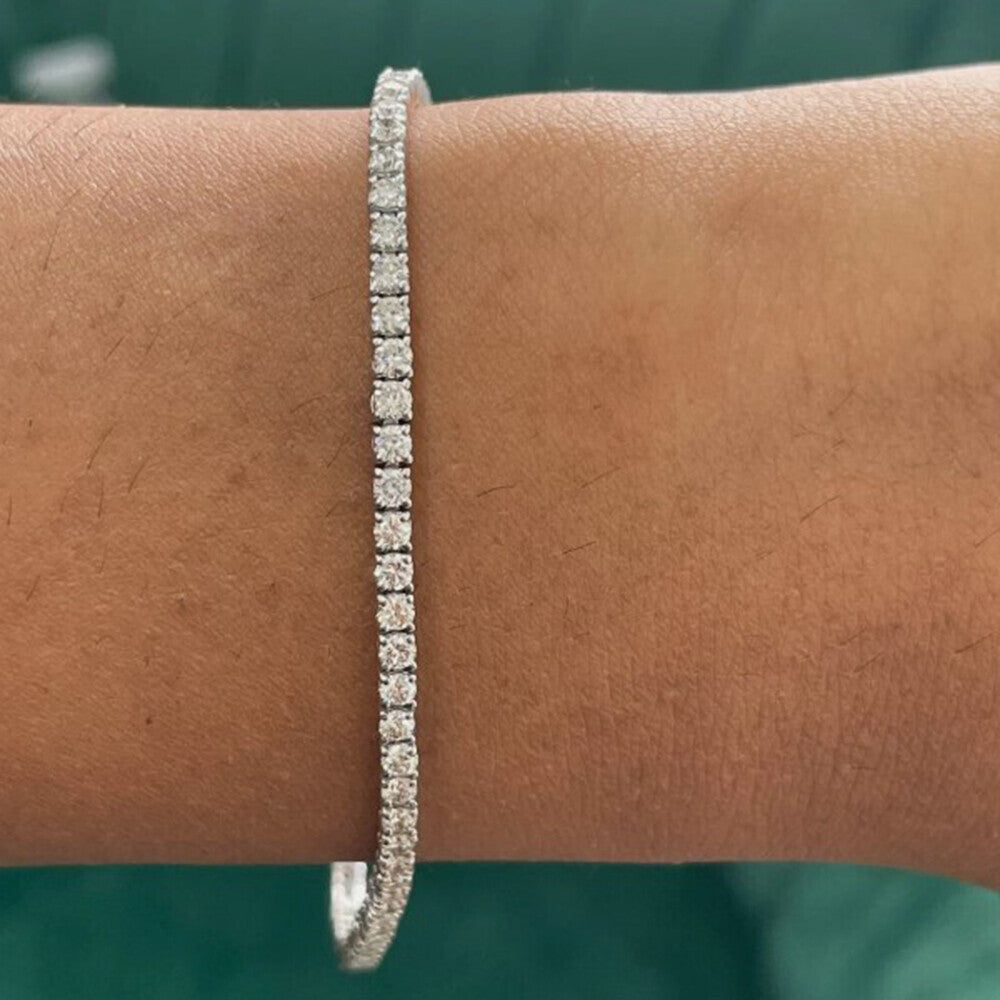 Women's 2.90Ct Lab-Grown/CVD Diamond Tennis Bracelet 14k White Gold Certified - Image 2 - GEMHUB & CO.