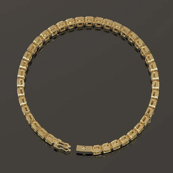 Bezel Set Emerald Fancy Vivid Yellow Lab-Grown Diamond Tennis Bracelet 14k Gold - Image 2 - GEMHUB & CO.