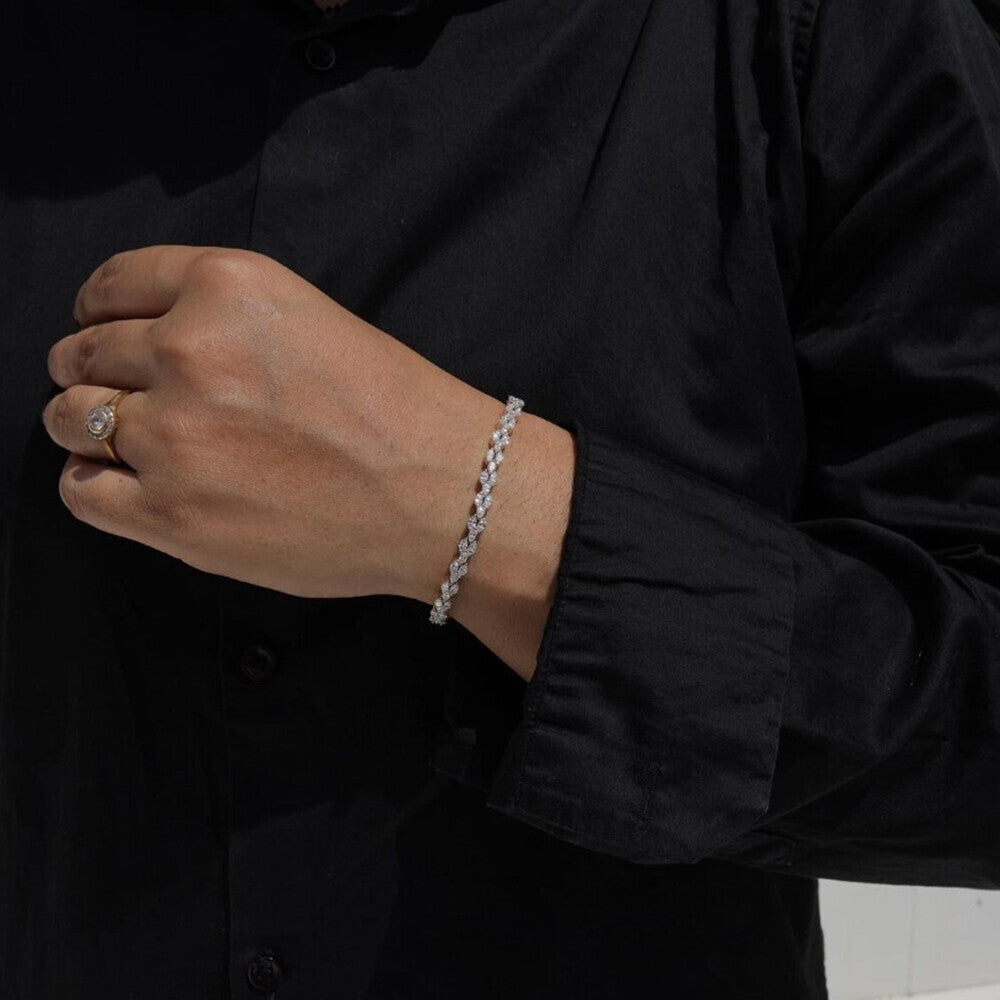 14K Yellow Gold Lab Grown Diamond Charm Tennis Bracelet Marquise Cut Minimalist - Image 3 - GEMHUB & CO.