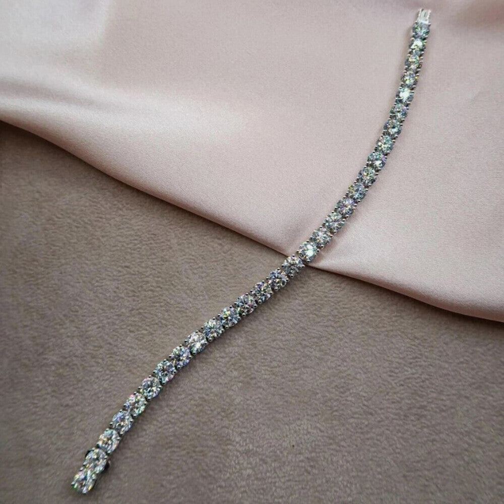 9.50Ct Round Certified Natural Diamond Tennis Bracelet 14k White Gold GIA Passed - Image 3 - GEMHUB & CO.