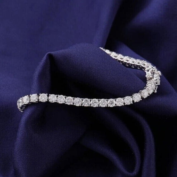 6.20Ct Round Cut GH/VS Natural Diamond Tennis Bracelet Engagement Gift 14k Gold - GEMHUB & CO.