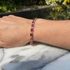 Natural Oval Cut Red Ruby & Round Diamond 14k White Gold Wedding Tennis Bracelet - Image 2 - GEMHUB & CO.