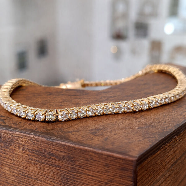 3.50Ct Certified Natural GH/VS Diamond Tennis Bracelet 14k Gold Birthday Gift - GEMHUB & CO.