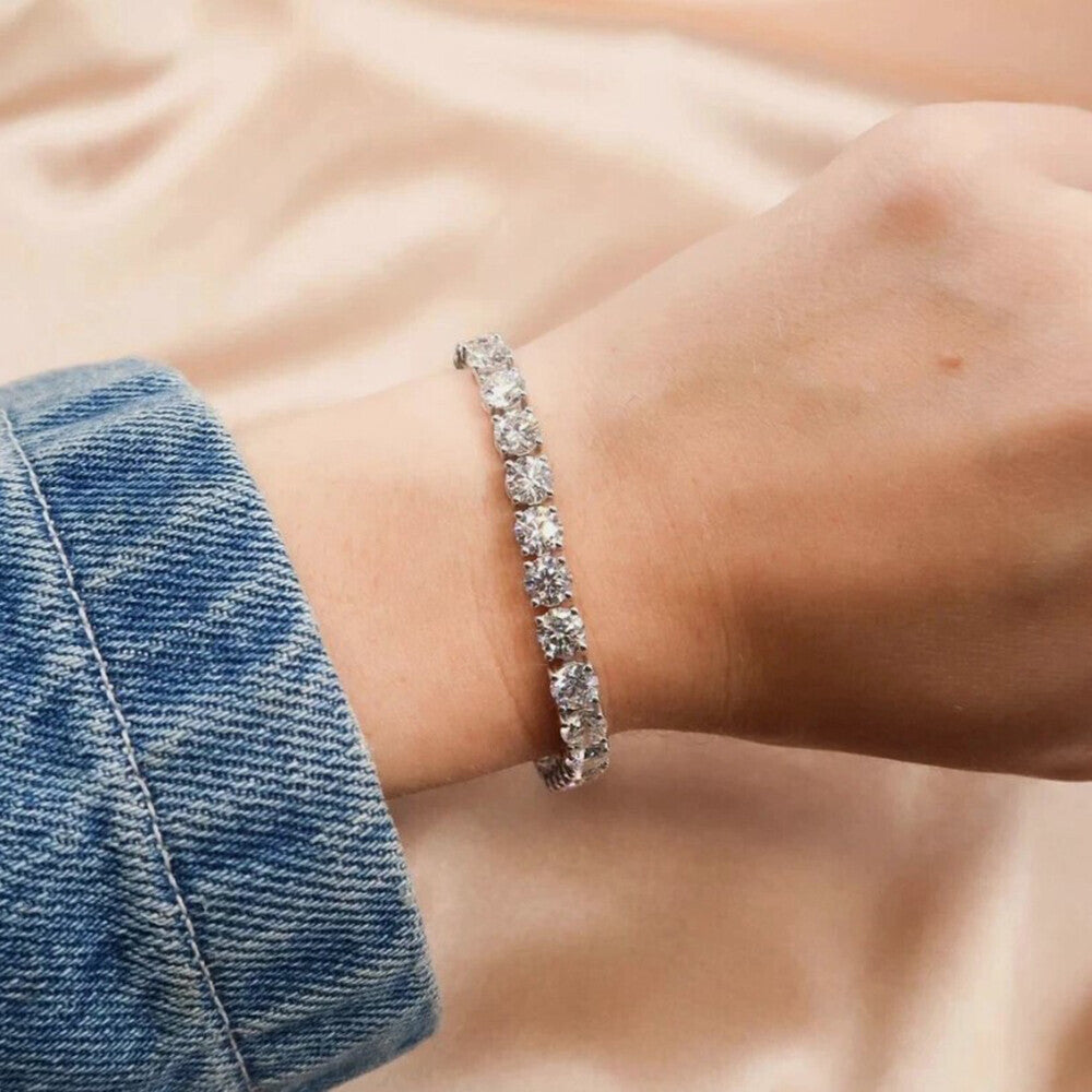 9.50Ct Round Certified Natural Diamond Tennis Bracelet 14k White Gold GIA Passed - GEMHUB & CO.