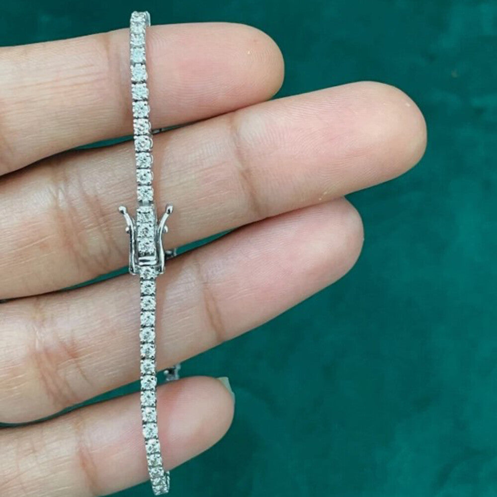 Women's 2.90Ct Lab-Grown/CVD Diamond Tennis Bracelet 14k White Gold Certified - Image 4 - GEMHUB & CO.