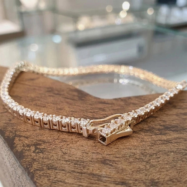 3.50Ct Certified Natural GH/VS Diamond Tennis Bracelet 14k Gold Birthday Gift - Image 4 - GEMHUB & CO.