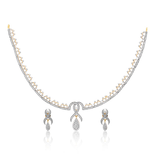 2.73 Ct Diamond Jewelry Set G-H VS Natural Diamond Necklace & Earrings