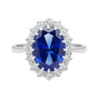 5 Ct Lab-Created Blue Sapphire Oval Cut Ring — 925 Sterling Silver, White Gold Finish