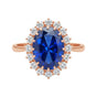 5 Ct Lab-Created Blue Sapphire Oval Cut Ring — 925 Sterling Silver, Rose Gold Finish