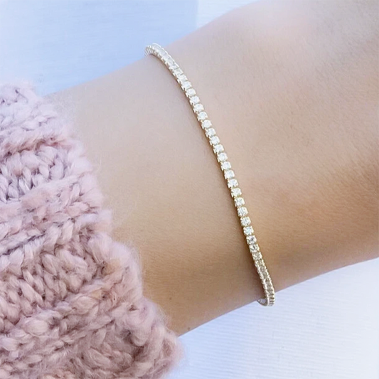 Sparkling Natural GH/VS Diamond 14k Gold 3Ct Round Cut Women's Tennis Bracelet - GEMHUB & CO.