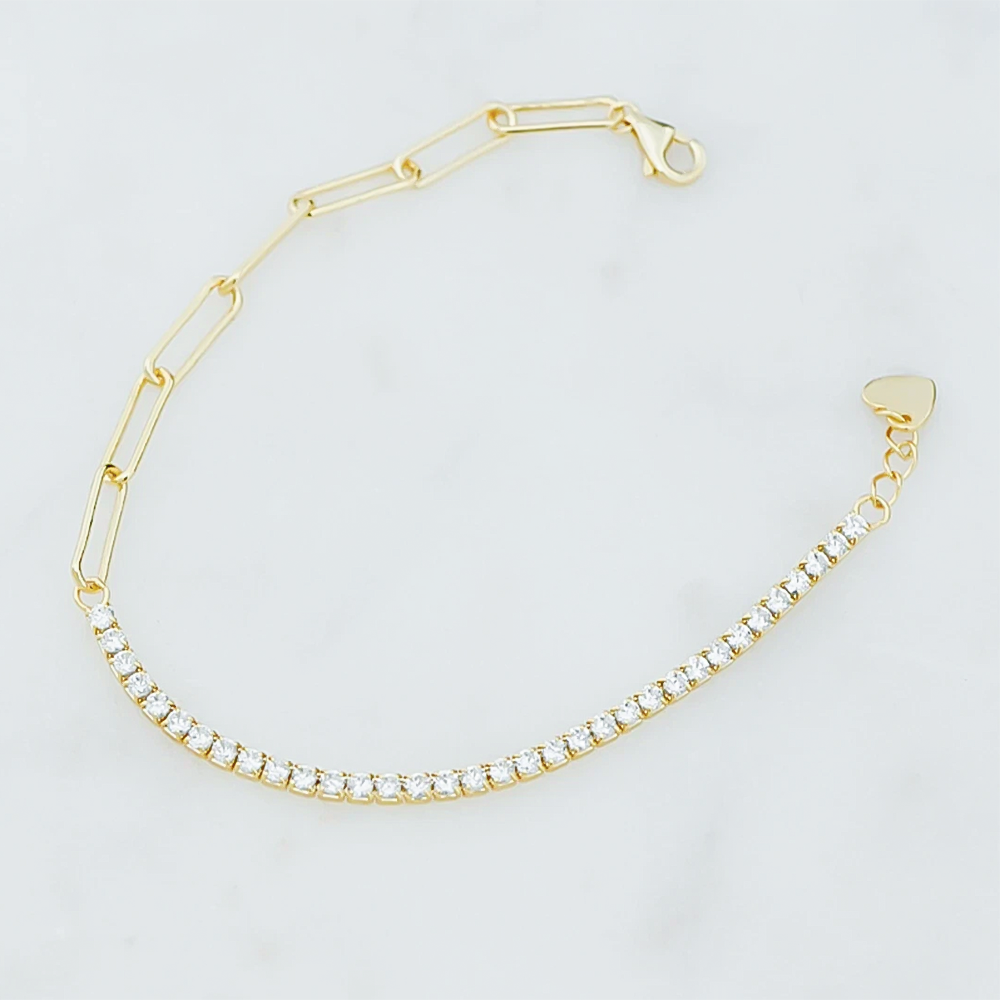 Women 1.50Ct Round Natural GH/SI Diamond Chain Tennis Bracelet 14k Yellow Gold - GEMHUB & CO.