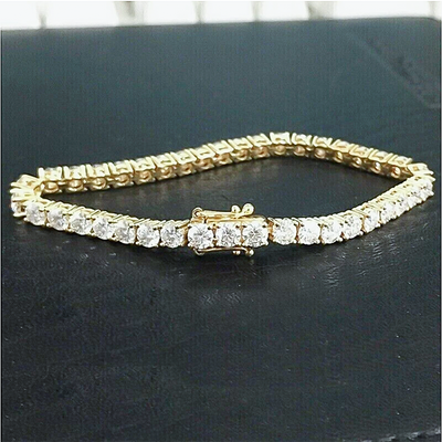 Valentine Special Gift Round Cut 5.40Ct Natural Diamond Tennis Bracelet 14k Gold
