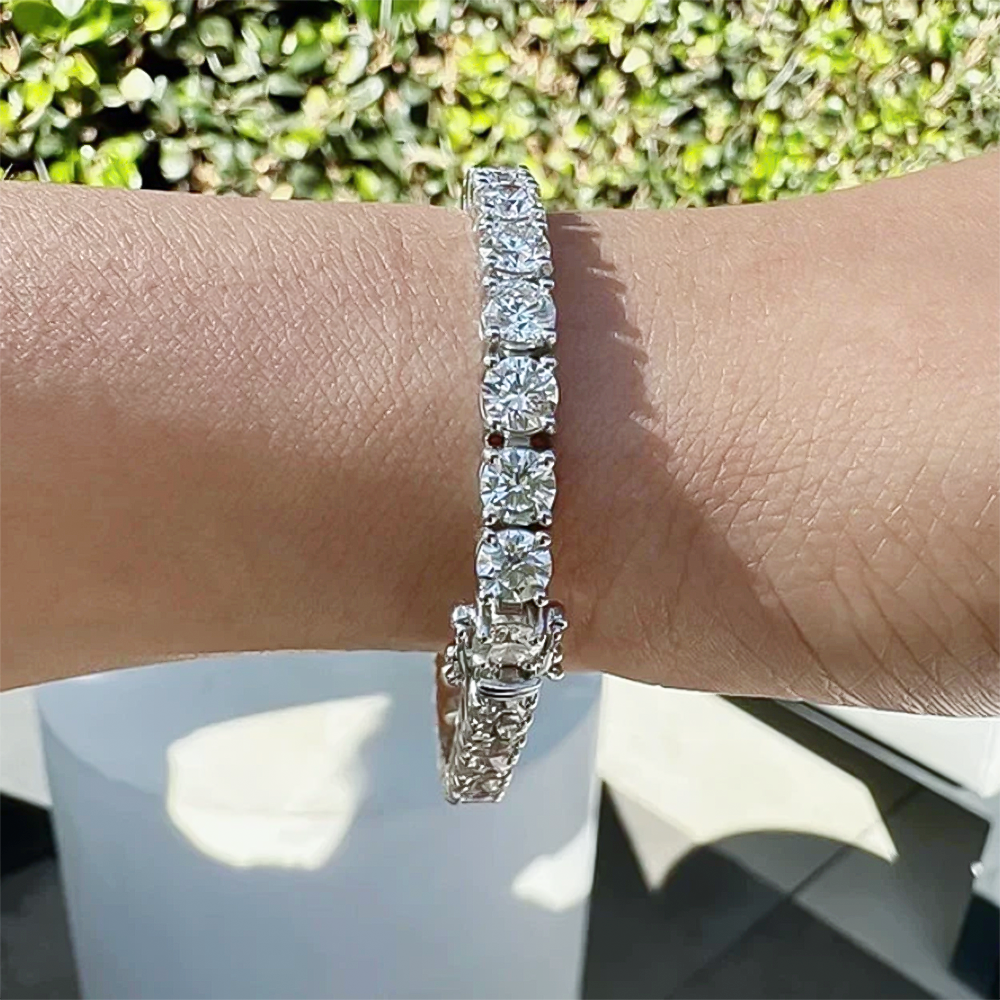 Wedding Gift 10.35Ct Natural Diamond Tennis Bracelet For Women 14k White Gold - Image 2 - GEMHUB & CO.